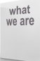 What we are
